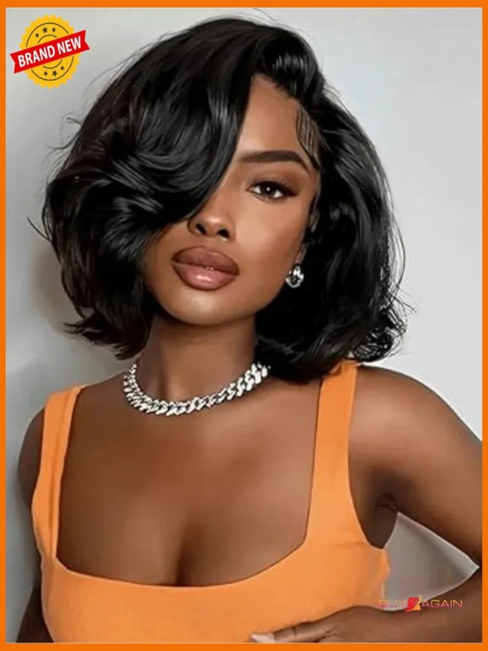 HD Lace Side Part Bob Wig Pre-Styled With Curtain Bangs Glueless 12 Inch